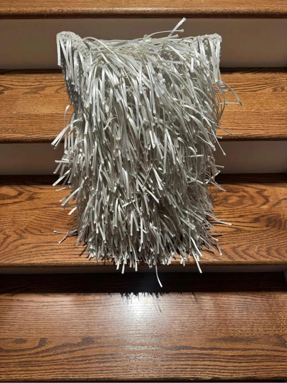 White fringe lumbar throw pillow